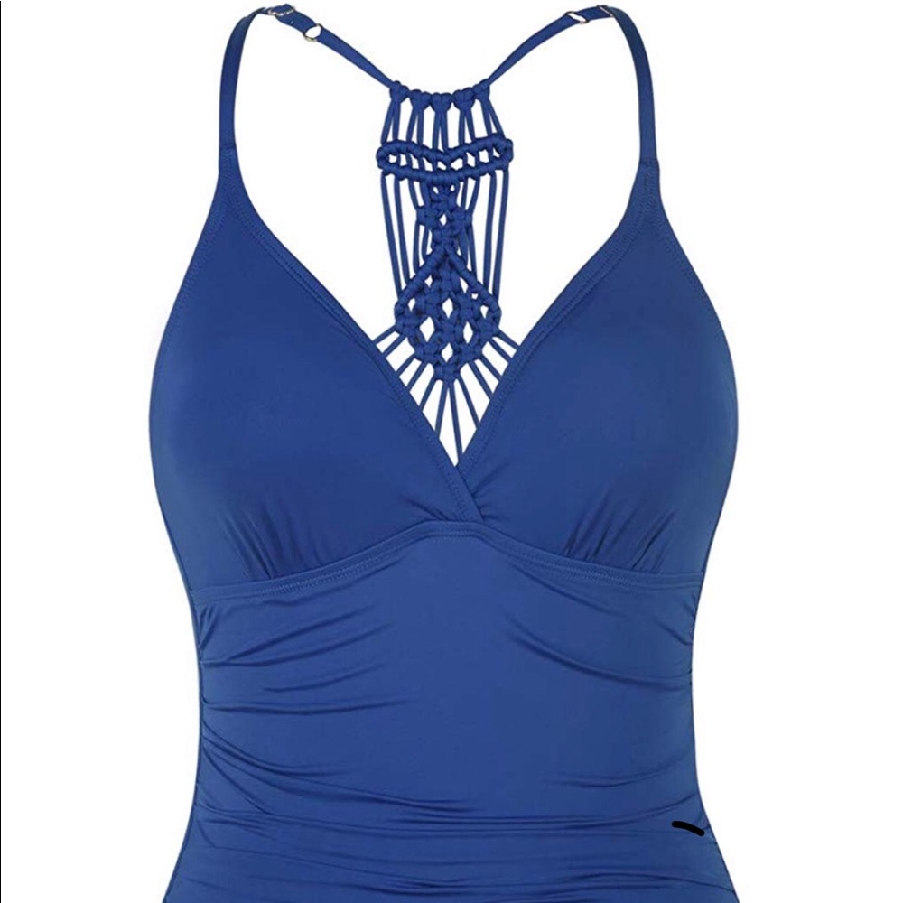 Halter One Piece Blue Swimsuit